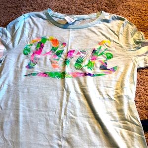 TROPICAL VICTORIA SECRET PINK SHORT SLEEVE TOP